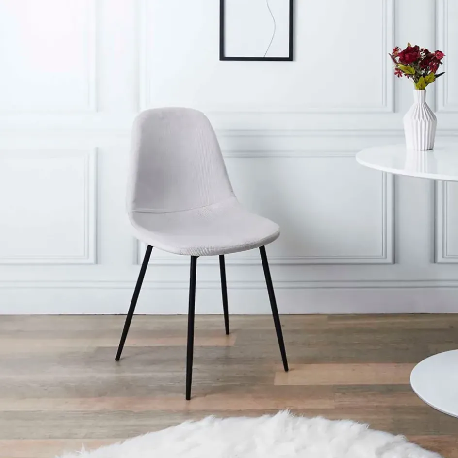 Fabrique de Styles Chaises*Chaise salle à manger en velours cotelé clair - Julia