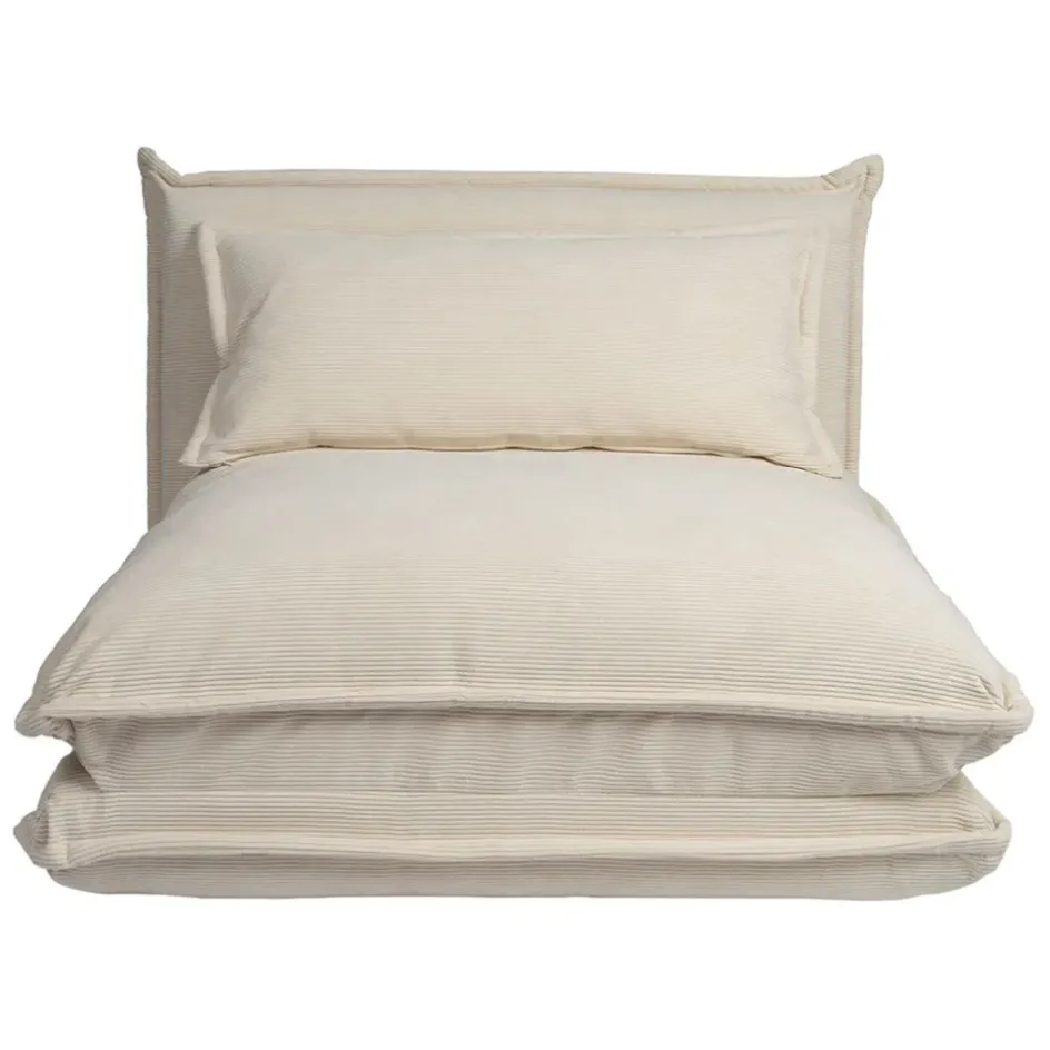 Fabrique de Styles Fauteuils*Chauffeuse en tissu côtelé écru - Tessia