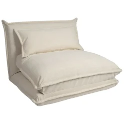 Fabrique de Styles Fauteuils*Chauffeuse en tissu côtelé écru - Tessia