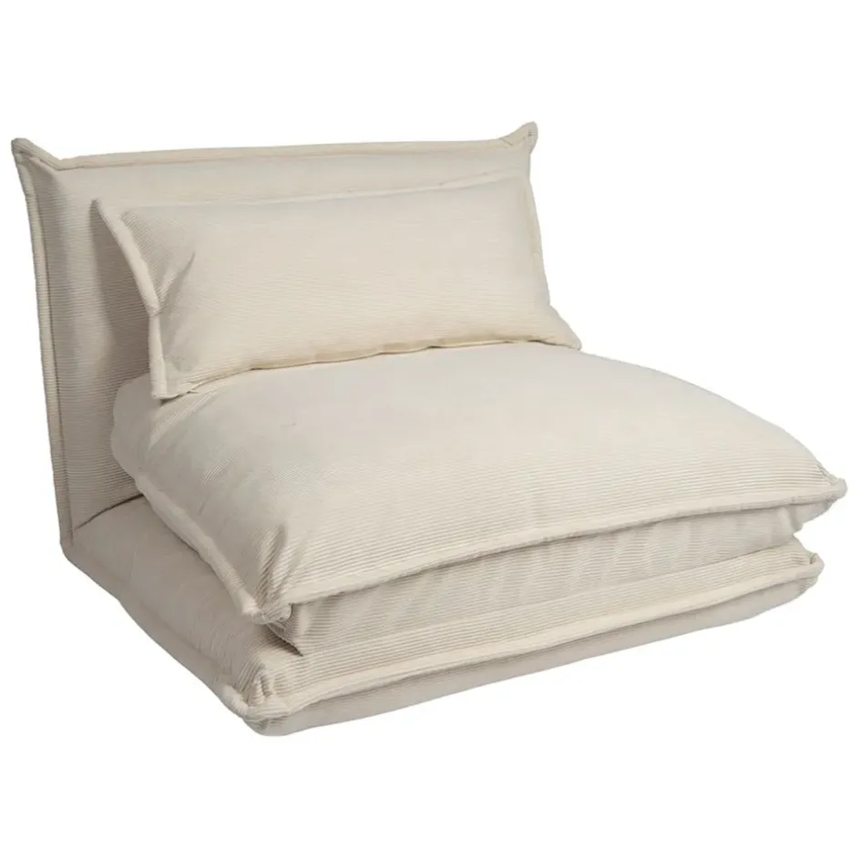 Fabrique de Styles Fauteuils*Chauffeuse en tissu côtelé écru - Tessia