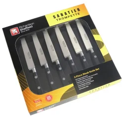 Fabrique de Styles Couteaux De Cuisine*Coffret 6 couteaux à steaks lame acier lisse - Sabatier Trompette