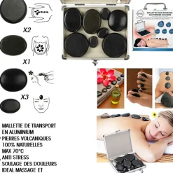 Fabrique de Styles Relaxation Et Massage*Coffret 8 pierres chaudes