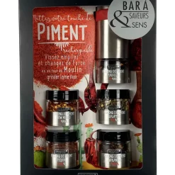 Fabrique de Styles Condiments Et Épices*Coffret bar à piment avec moulin intégré - 5 pots et un moulin