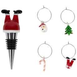 Fabrique de Styles Accessoires Vin Et Cocktails*Coffret bouchon avec 4 marqueurs en verre et inox - Noel