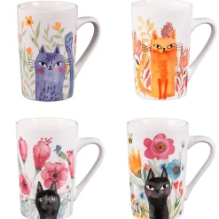 Fabrique de Styles Tasses Et Mugs*Coffret de 4 mugs en porcelaine chat 35cl - Savannah