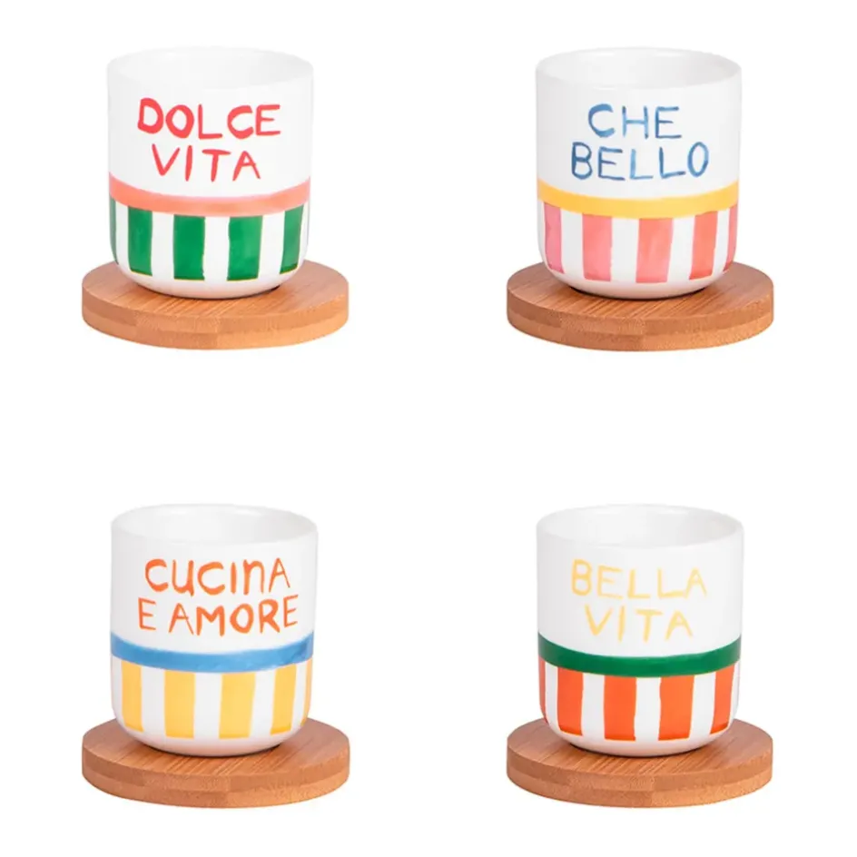 Fabrique de Styles Tasses Et Mugs*Coffret de 4 tasses à café en porcelaine 15cl - Dolce Vita