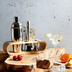 Fabrique de Styles Accessoires Vin Et Cocktails*Coffret de cocktail en acier et bambou