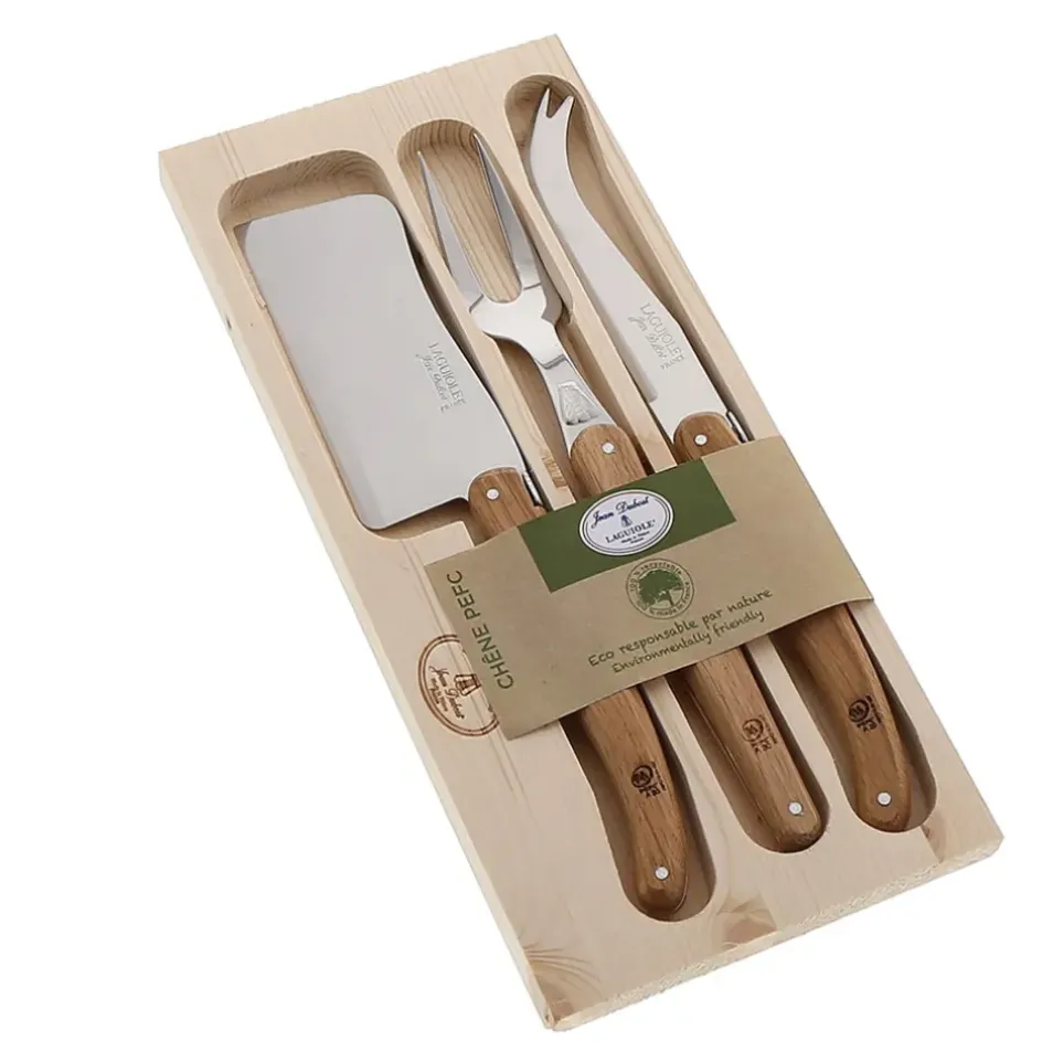 Fabrique de Styles Ustensibles De Cuisine*Coffret service à fromage avec manche chêne laguiole