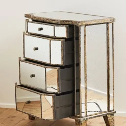 Fabrique de Styles Commodes*Commode en bois miroir patine 4 tiroirs H88cm