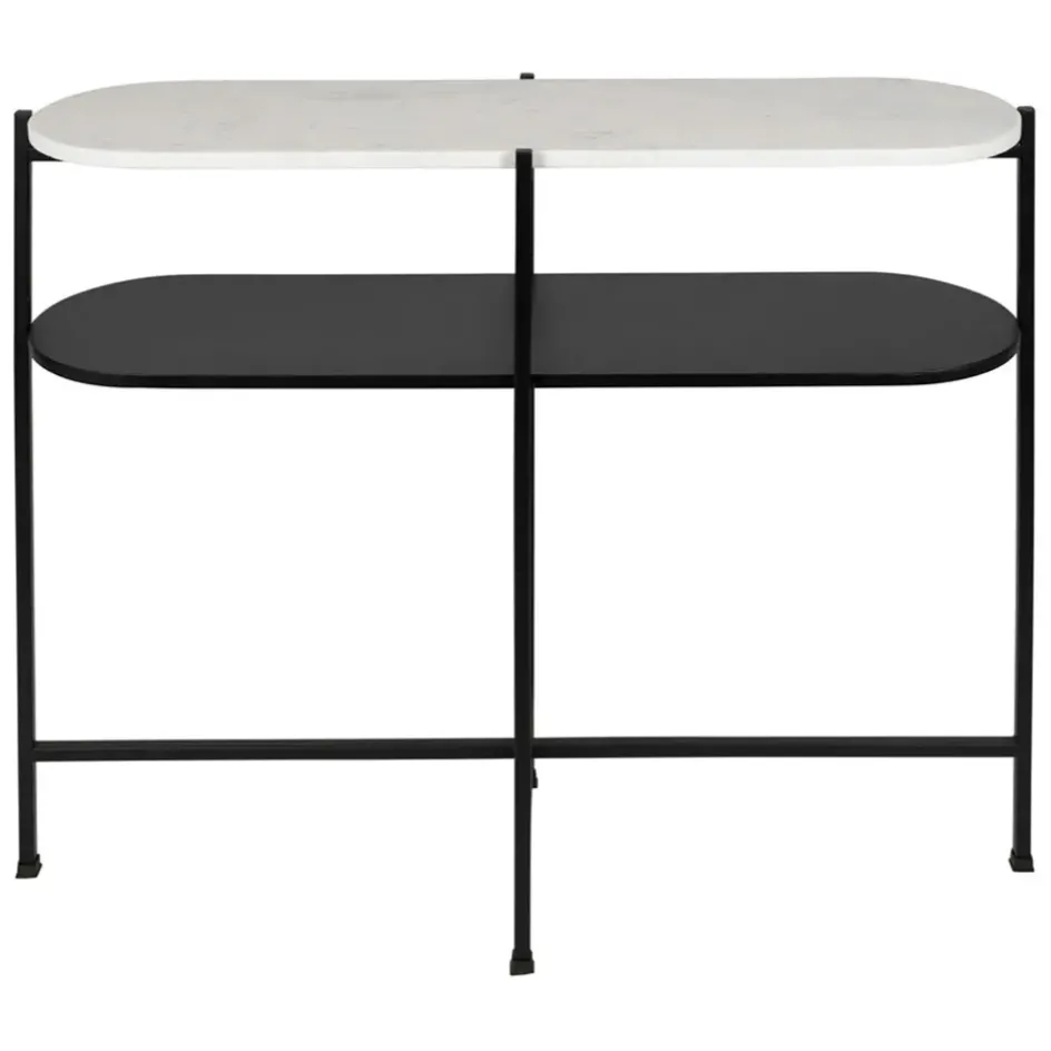 Fabrique de Styles Consoles*Console avec étagère en marbre et fer blanc et noir 100x30xh80cm - Eskela