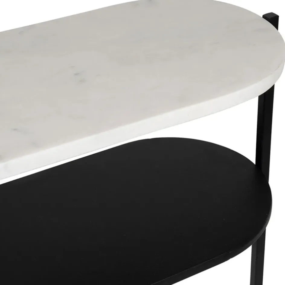 Fabrique de Styles Consoles*Console avec étagère en marbre et fer blanc et noir 100x30xh80cm - Eskela