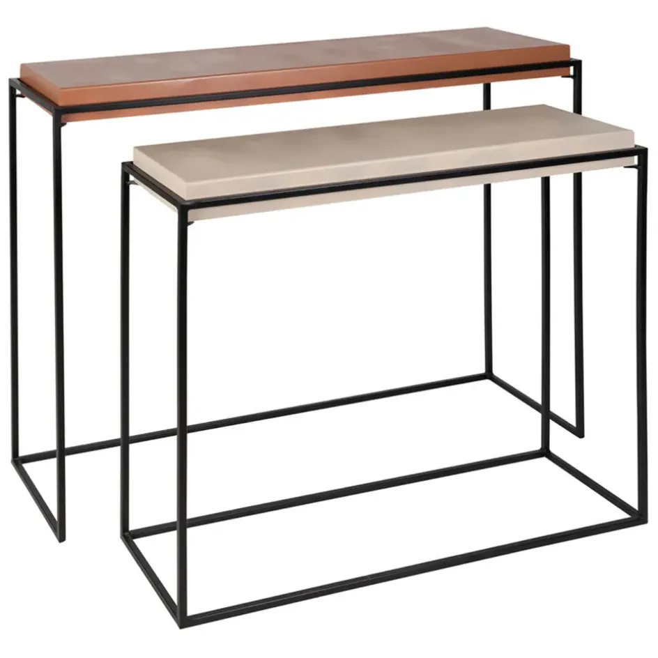 Fabrique de Styles Consoles*Console gigogne (x2) en fer et beige - Ario