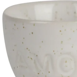 Fabrique de Styles Accessoires De Table*Coquetier amour en grès écru moucheté