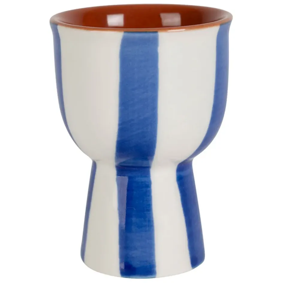 Fabrique de Styles Accessoires De Table*Coquetier en grès rayé et blanc d4.5cm - Alaria