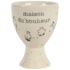 Fabrique de Styles Accessoires De Table*Coquetier Maison du bonheur en grès moucheté - La Ferme