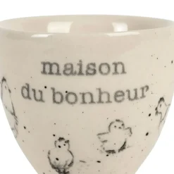 Fabrique de Styles Accessoires De Table*Coquetier Maison du bonheur en grès moucheté - La Ferme