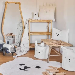 Enfant Fabrique de Styles Déco*Corbeille ourson en velours écru h35cm - Songes