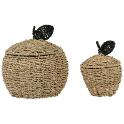 Fabrique de Styles Paniers Et Corbeilles*Corbeilles pomme avec couvercle x2 en jonc de mer+fer - Sweet Dream