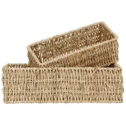 Fabrique de Styles Paniers Et Corbeilles*Corbeilles x2 rectangulaire en jonc de mer - borneo