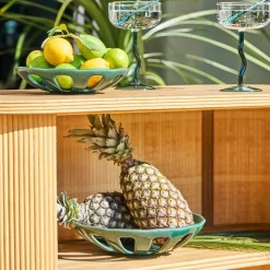 Fabrique de Styles Plats Et Saladiers*Coupe en grès émeraude moucheté d23cm - Organic