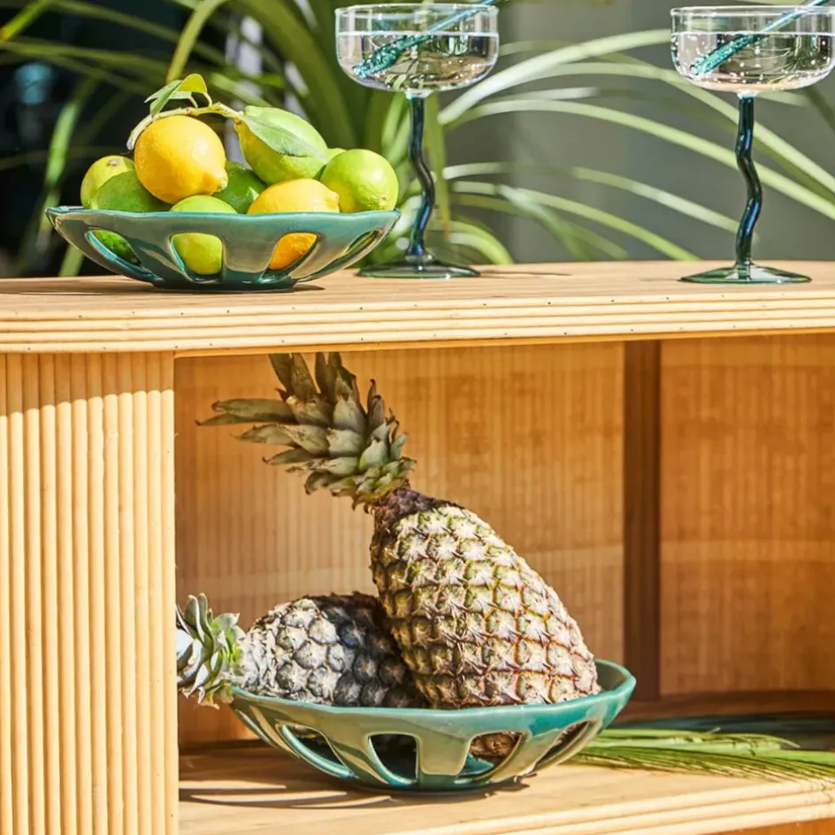 Fabrique de Styles Plats Et Saladiers*Coupe en grès émeraude moucheté d28cm - Organic