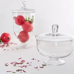 Fabrique de Styles Bonbonnières, Cloches Et Coupes*Coupe sur pied en verre avec couvercle d24cm - Eloise