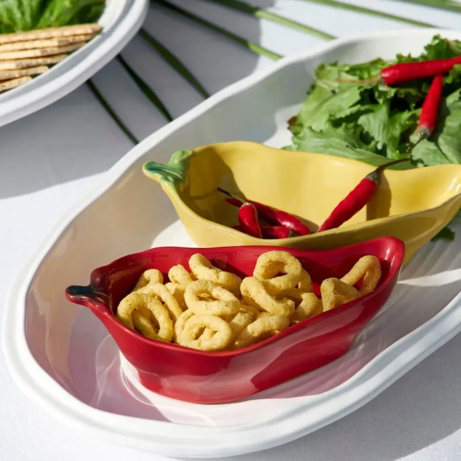 Fabrique de Styles Bols Et Coupelles*Coupelle en forme de piment en grès 18x8.5cm