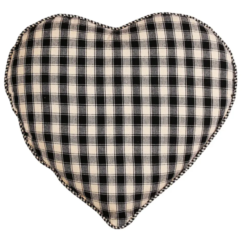 Fabrique de Styles Coussins Et Housses*Coussin cœur en coton à carreaux 40x35cm - Campagne