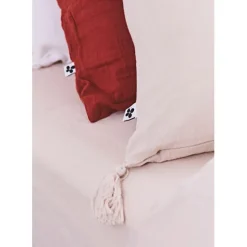 Fabrique de Styles Coussins Et Housses*Coussin dehoussable avec pompons en gaze de coton pampa 40x40cm - Gaia