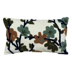 Fabrique de Styles Coussins Et Housses*Coussin en coton brodé fleuri écru 30x50cm