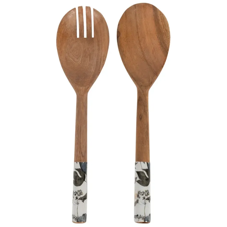 Fabrique de Styles Ustensibles De Cuisine*Couverts de salade en acacia - Rose Noire