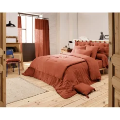 Fabrique de Styles Couvre-lits*Couvre lit en gaze de coton terracotta 90x200cm - Gaia