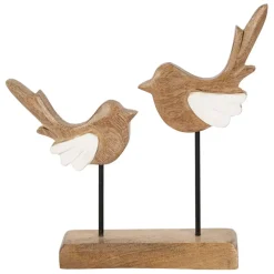 Fabrique de Styles Petits Objets Déco*Déco 2 moineaux en manguier et fer naturel et blanc - Floréal