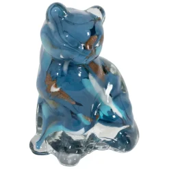 Fabrique de Styles Petits Objets Déco*Déco chat en verre bleu et doré - Félin