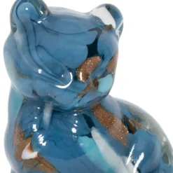 Fabrique de Styles Petits Objets Déco*Déco chat en verre bleu et doré - Félin