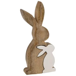 Fabrique de Styles Petits Objets Déco*Déco duo lapin en manguier naturel et blanc - Floreal