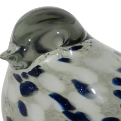 Fabrique de Styles Petits Objets Déco*Déco moineau en verre blanc et bleu pailleté - Serin