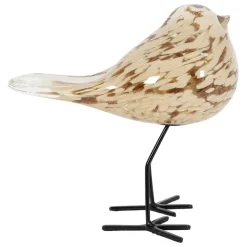 Fabrique de Styles Petits Objets Déco*Déco moineau en verre et fer beige et doré - Serin