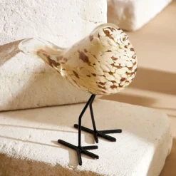 Fabrique de Styles Petits Objets Déco*Déco moineau en verre et fer beige et doré - Serin