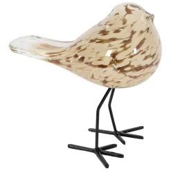 Fabrique de Styles Petits Objets Déco*Déco moineau en verre et fer beige et doré - Serin