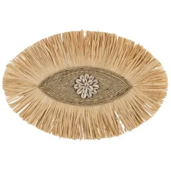 Fabrique de Styles Déco À Suspendre Et Adhésive*Déco murale œil en jonc de mer et coquillage naturel - Cauri