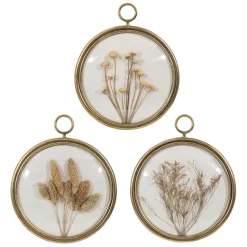 Fabrique de Styles Cadres Déco Et Affiches*Déco murale médaillon en fer (x3) fleurs séchées