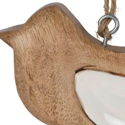 Fabrique de Styles Déco À Suspendre Et Adhésive*Deco a suspendre moineau en manguier naturel et blanc - Floréal