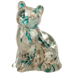 Fabrique de Styles Petits Objets Déco*Deco chat en verre émeraude et doré - Félin