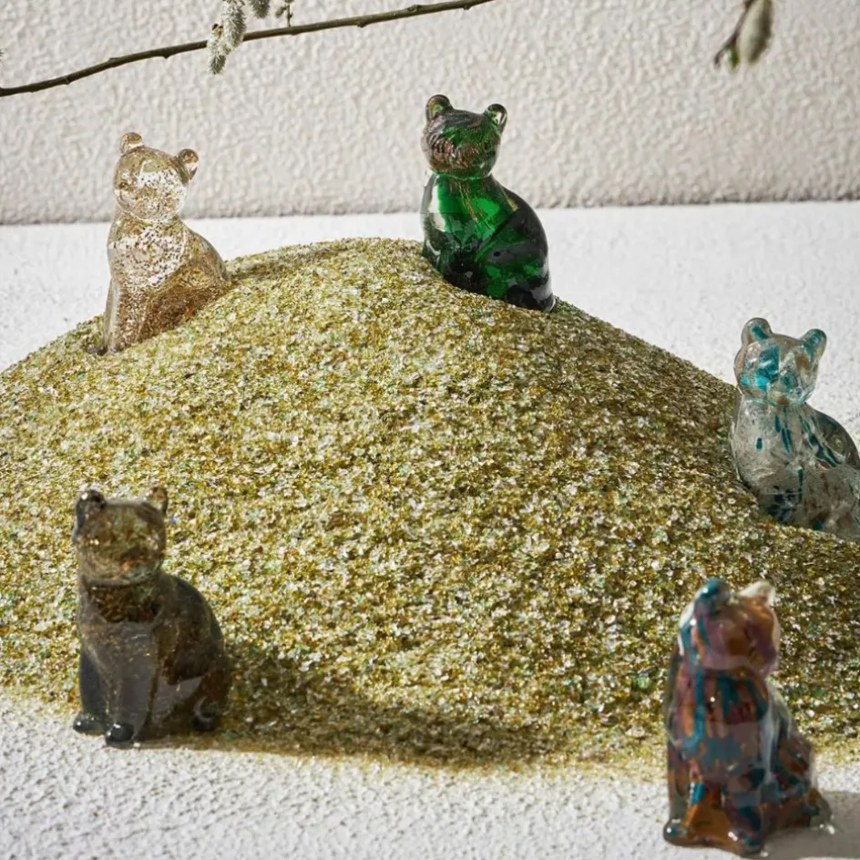 Fabrique de Styles Petits Objets Déco*Deco chat en verre émeraude et doré - Félin