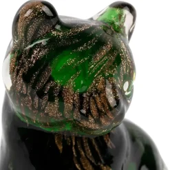 Fabrique de Styles Petits Objets Déco*Deco chat en verre vert et doré - Félin