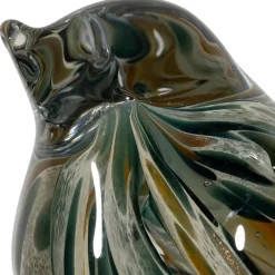 Fabrique de Styles Petits Objets Déco*Deco moineau en verre émeraude et doré - Serin