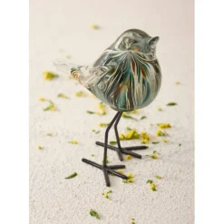 Fabrique de Styles Petits Objets Déco*Deco moineau en verre émeraude et doré - Serin