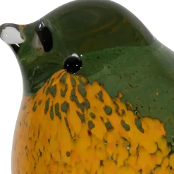 Fabrique de Styles Petits Objets Déco*Deco moineau en verre vert et jaune - Serin