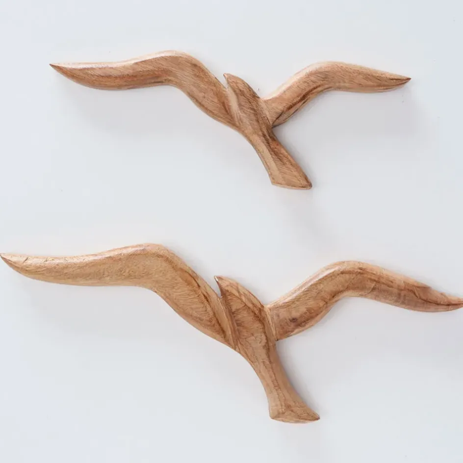 Fabrique de Styles Déco À Suspendre Et Adhésive*Decoration murale mouette en manguier 46x16cm